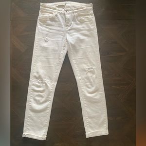Pilcro slim boyfriend midrise white jean